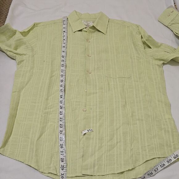 TASSO ELBA Light Green Striped Shirt MEDIUM - Picture 5 of 6
